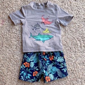 Cat & Jack 9month boy rash guard & swim shorts set